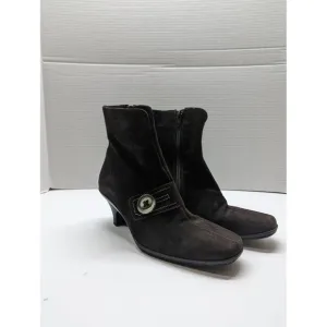 La Canadienne  Suede Brown Ankle Boots Side Zip, Size 7 M