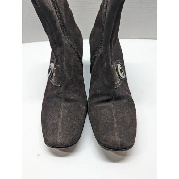 La Canadienne  Suede Brown Ankle Boots Side Zip, Size 7 M