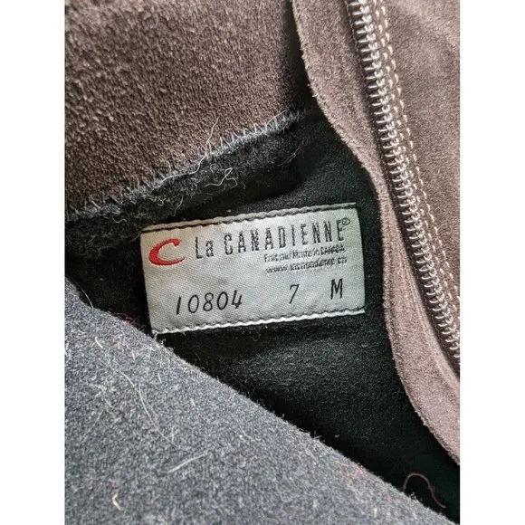 La Canadienne  Suede Brown Ankle Boots Side Zip, Size 7 M