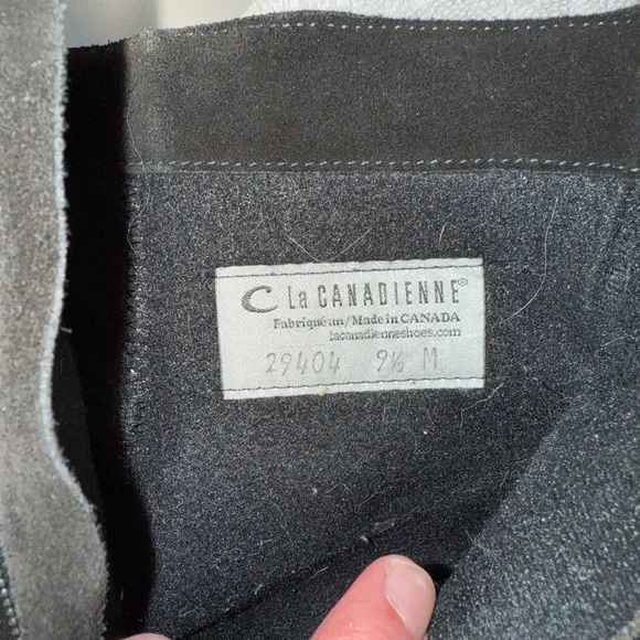 La Canadienne Womens Wedge Ankle Bootie Black Suede Waterproof SZ 9.5