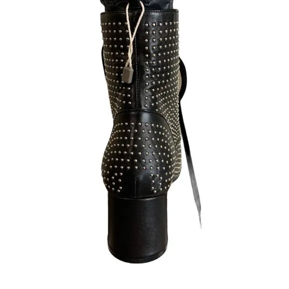 Laceup Black Studs Ankle Bootie Italian Designer Boot SIZE 6 Steampunk $415 NEW