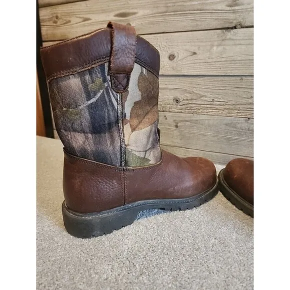 LaCrosse Wellington HD 8&quot; Youth Sz 4 Waterproof Leather CAMO Hunting Boots Gen 1