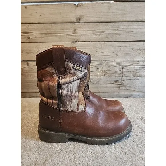 LaCrosse Wellington HD 8&quot; Youth Sz 4 Waterproof Leather CAMO Hunting Boots Gen 1