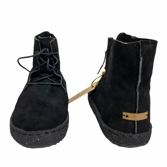 Laidback London Black Emre Crepe Suede Moccasin Ankle Boots High Tops US 8 EU 39