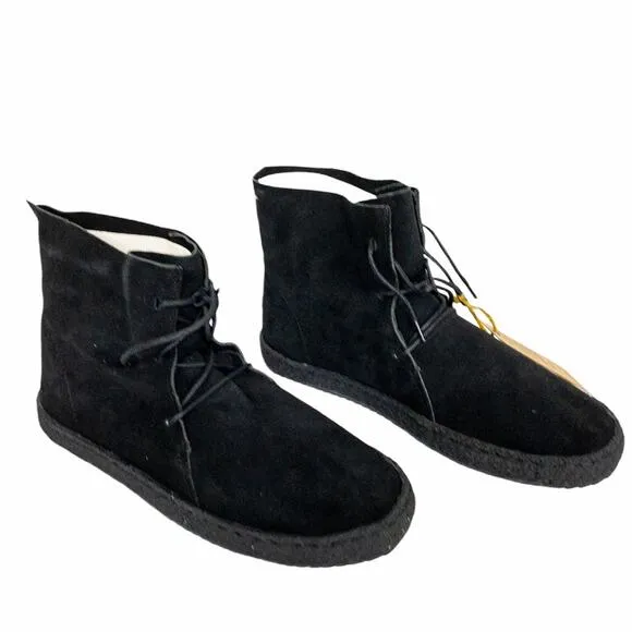 Laidback London Black Emre Crepe Suede Moccasin Ankle Boots High Tops US 8 EU 39