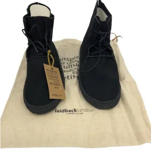 Laidback London Black Emre Crepe Suede Moccasin Ankle Boots High Tops US 8 EU 39