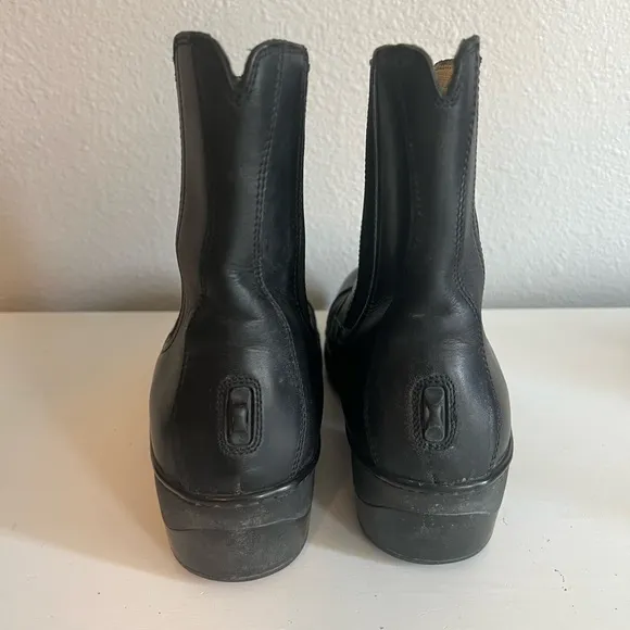 LANDI MADE IN ITALY Black Leather Zip Front Equestrian Riding Boots Size 8