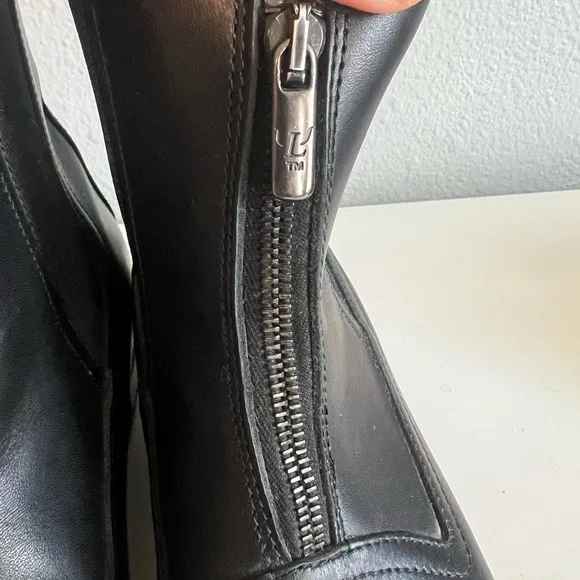 LANDI MADE IN ITALY Black Leather Zip Front Equestrian Riding Boots Size 8