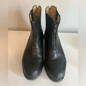 LANDI MADE IN ITALY Black Leather Zip Front Equestrian Riding Boots Size 8