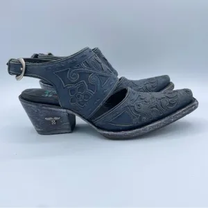 Lane Robin Slingback Mule Boots 7 Distressed Midnight Blue