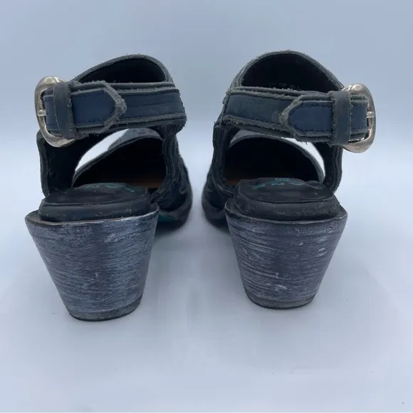 Lane Robin Slingback Mule Boots 7 Distressed Midnight Blue