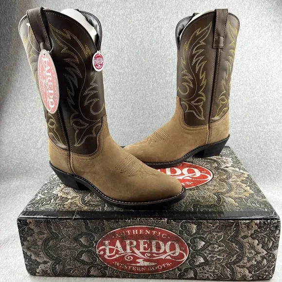 Laredo Authentic Leather Western Distressed Cowboy Boots size 8 Women New