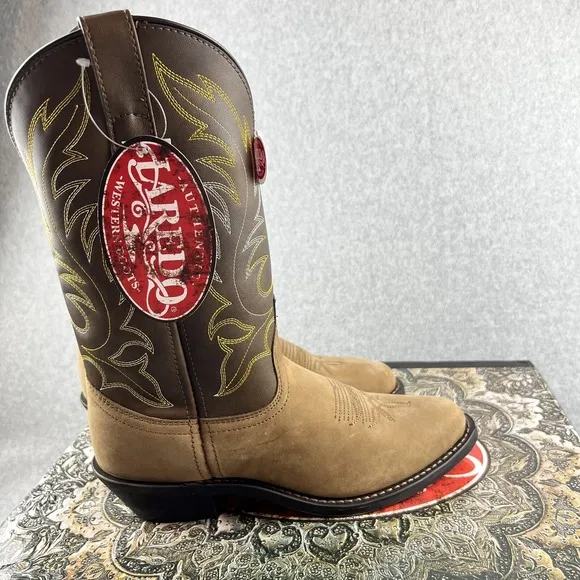 Laredo Authentic Leather Western Distressed Cowboy Boots size 8 Women New