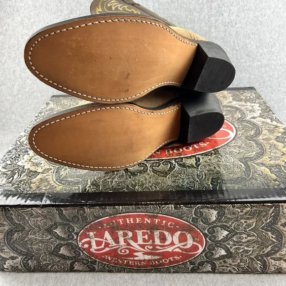 Laredo Authentic Leather Western Distressed Cowboy Boots size 8 Women New