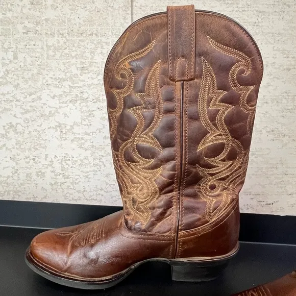 LAREDO Mens Rust Breakout Leather Cowboy Western Boots Size 9