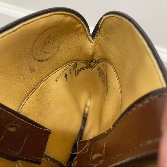 Laredo size 9 Brown Leather Western Style Cowboy Riding Boots