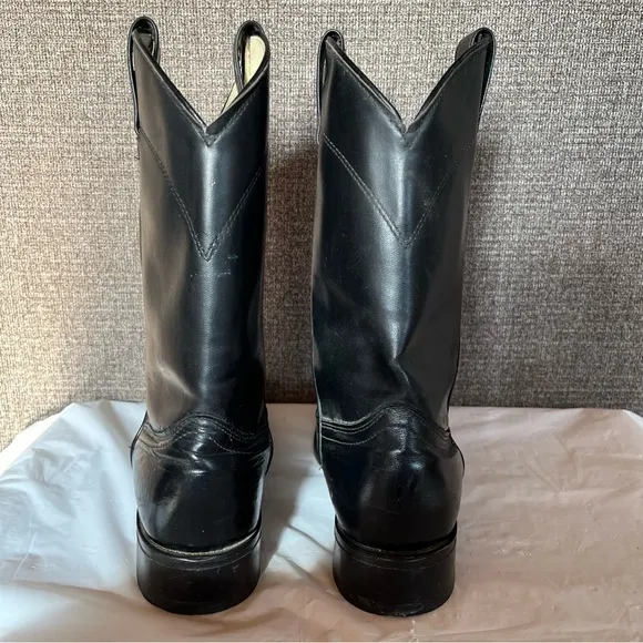 Laredo Vintage Black‎ Leather Cowboy Boots Mens Size 8.5 M Made in USA Western