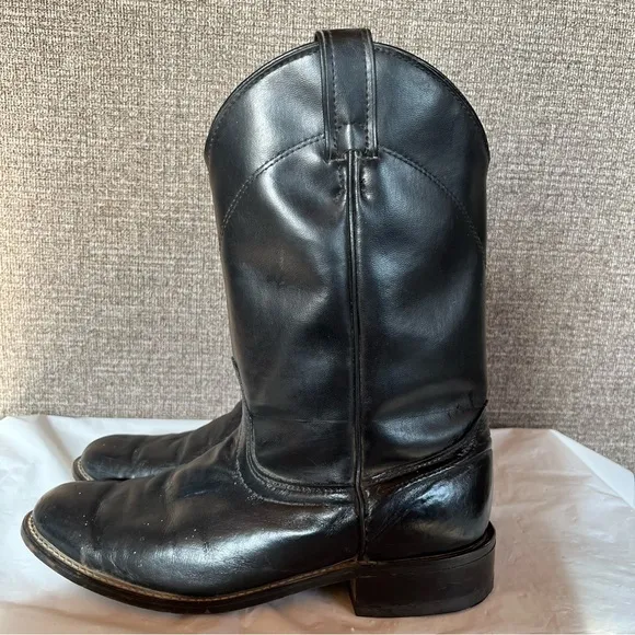 Laredo Vintage Black‎ Leather Cowboy Boots Mens Size 8.5 M Made in USA Western