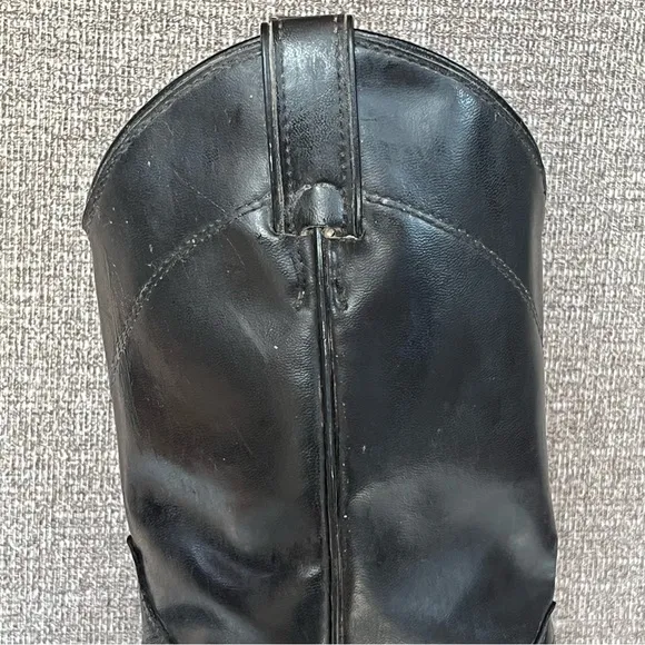 Laredo Vintage Black‎ Leather Cowboy Boots Mens Size 8.5 M Made in USA Western