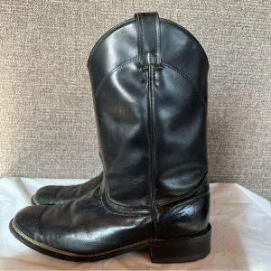 Laredo Vintage Black‎ Leather Cowboy Boots Mens Size 8.5 M Made in USA Western