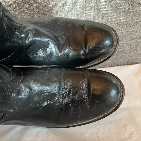 Laredo Vintage Black‎ Leather Cowboy Boots Mens Size 8.5 M Made in USA Western