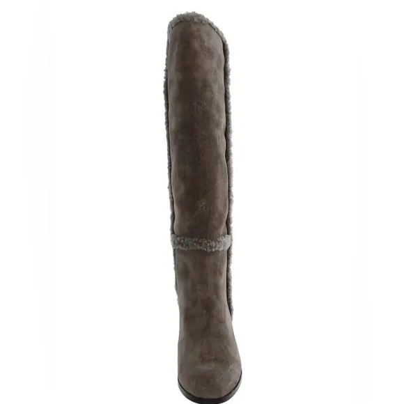 Lauren Ralph Lauren Aubri gray Suede Shearling Trim Knee-High Boots size‎ 9 new