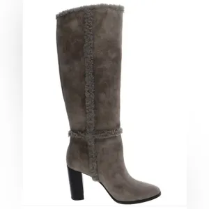 Lauren Ralph Lauren Aubri gray Suede Shearling Trim Knee-High Boots size‎ 9 new