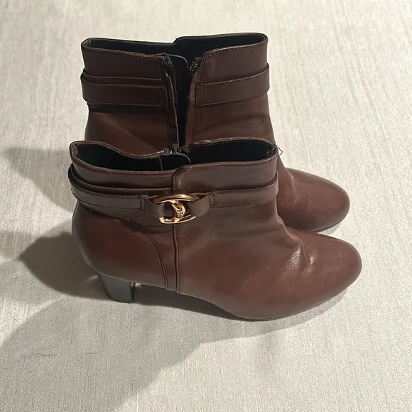 Lauren Ralph Lauren Buckle Heel Ankle Boots
