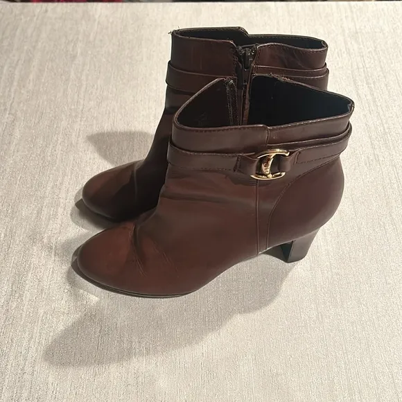 Lauren Ralph Lauren Buckle Heel Ankle Boots