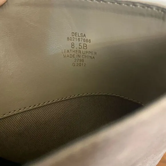 Lauren Ralph Lauren Delsa Taupe Gray Burnished Leather Riding Boots Size 8.5