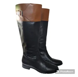LAUREN Ralph Lauren Sigrid Two-Tone Riding Boots Soft Leather Women's 8.…