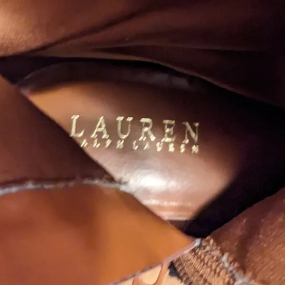 LAUREN Ralph Lauren Sigrid Two-Tone Riding Boots Soft Leather Women's 8.…
