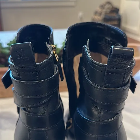 Lauren Ralph Lauren women’s Madisyn Burnished Leather Booties boots size 9.5 EUC