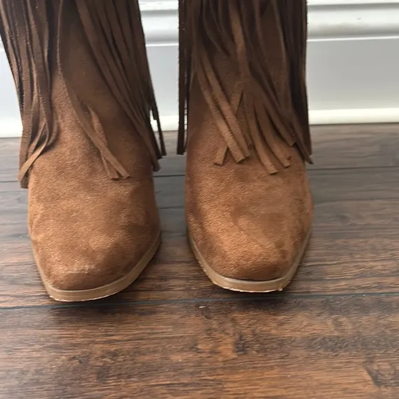 Layered Fringe Knee-High Boots