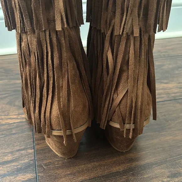 Layered Fringe Knee-High Boots