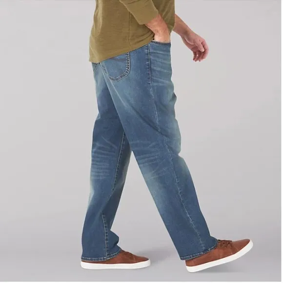 Lee Men's Extreme Motion MVP Relaxed-Fit Straight-Leg Jeans 48X34 Med Blue NWT