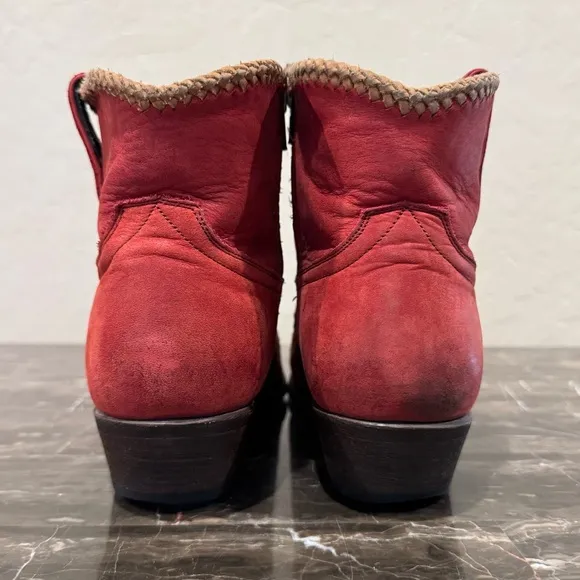 Liberty Black Red Leather Floral Embroidered Cowboy Boots