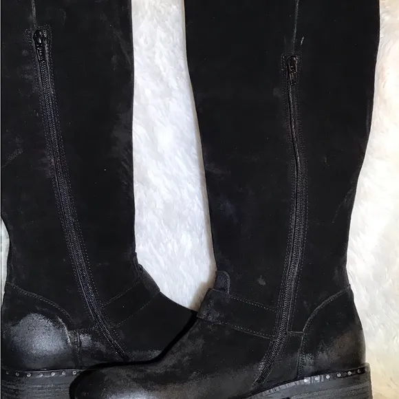 L’idea by Lori black leather/suede riding boots
