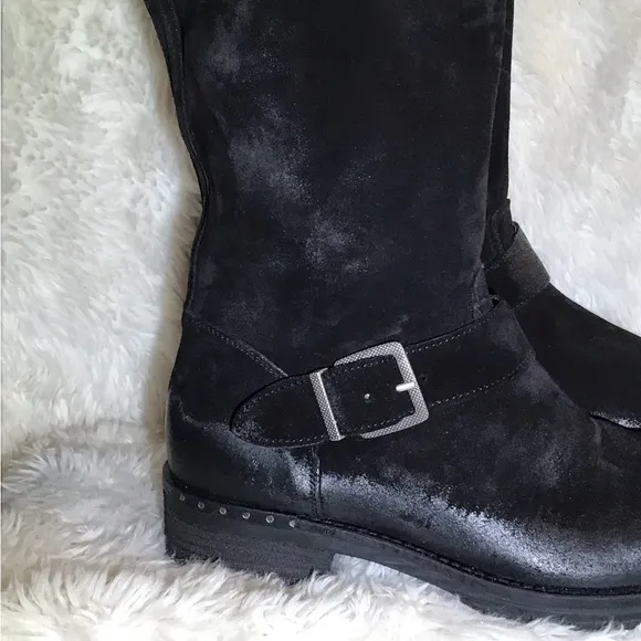 L’idea by Lori black leather/suede riding boots