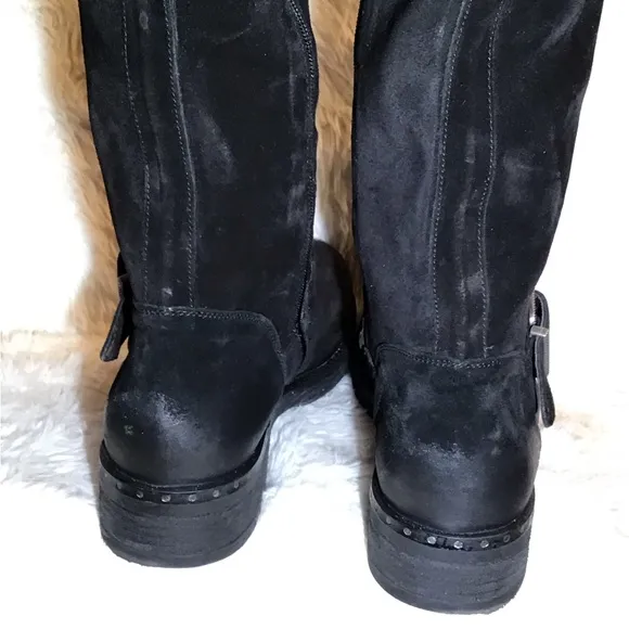 L’idea by Lori black leather/suede riding boots