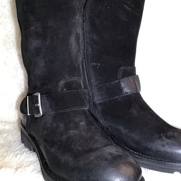 L’idea by Lori black leather/suede riding boots