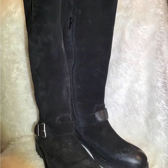 L’idea by Lori black leather/suede riding boots