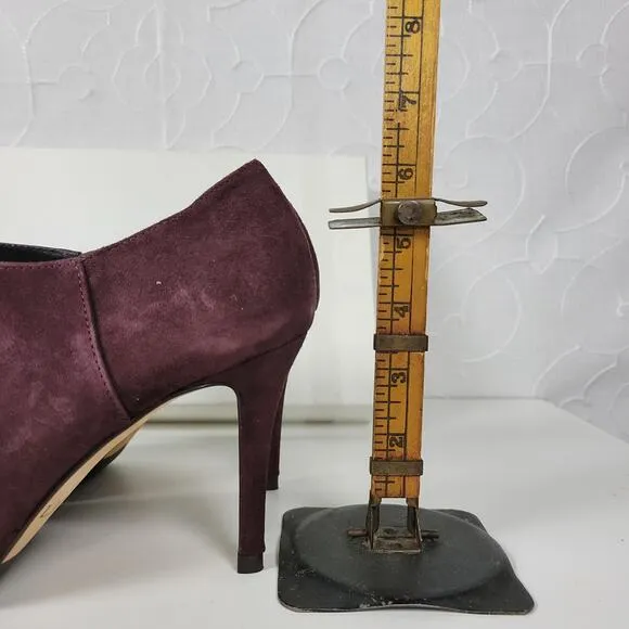 LK Bennett Doris Womens Boots Size 37.5 Purple Suede Stiletto Ankle Booties NEW
