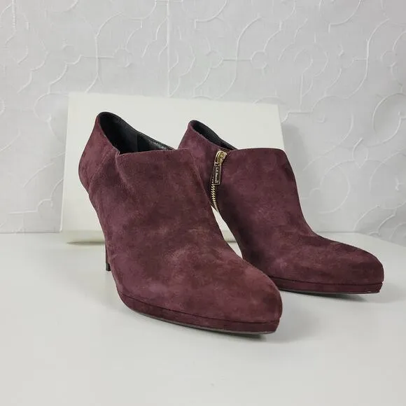 LK Bennett Doris Womens Boots Size 37.5 Purple Suede Stiletto Ankle Booties NEW