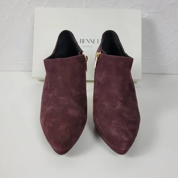 LK Bennett Doris Womens Boots Size 37.5 Purple Suede Stiletto Ankle Booties NEW