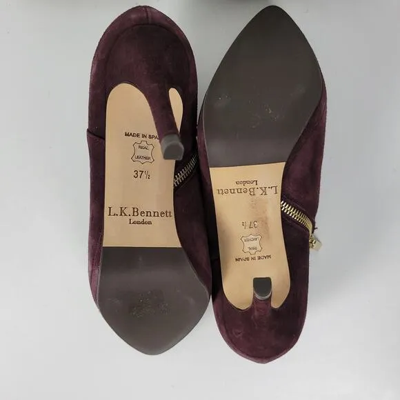 LK Bennett Doris Womens Boots Size 37.5 Purple Suede Stiletto Ankle Booties NEW