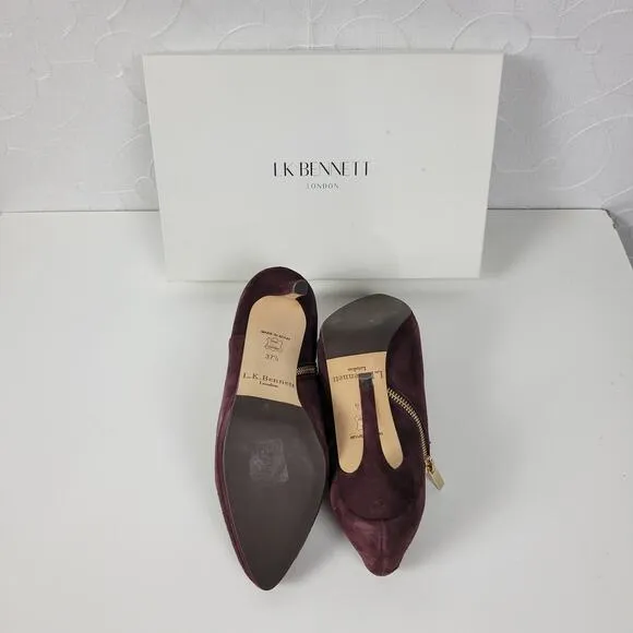 LK Bennett Doris Womens Boots Size 37.5 Purple Suede Stiletto Ankle Booties NEW