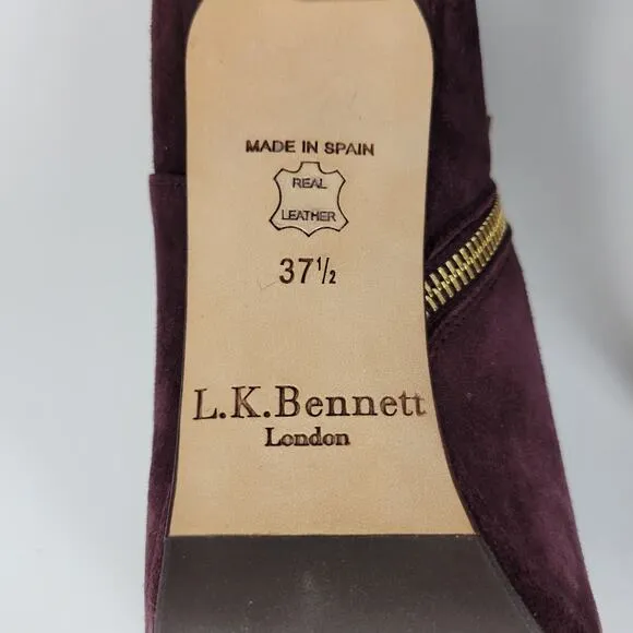 LK Bennett Doris Womens Boots Size 37.5 Purple Suede Stiletto Ankle Booties NEW