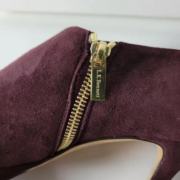 LK Bennett Doris Womens Boots Size 37.5 Purple Suede Stiletto Ankle Booties NEW