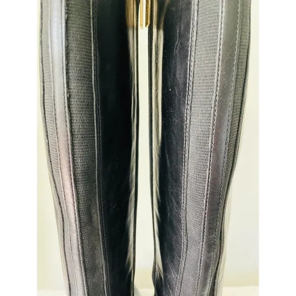 L.K. BENNETT London Black Leather Side Zipper Knee High Boots Size 35